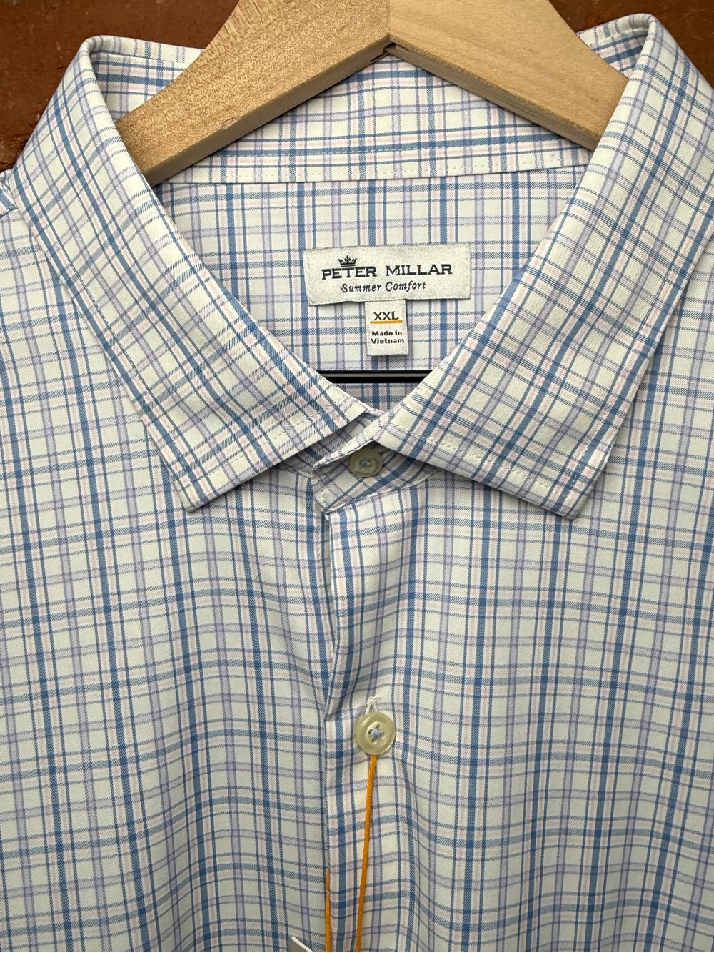 Peter Millar Performance‎ Shirt Summer Comfort Crown Sport Plaid Size XXL (FLAW)